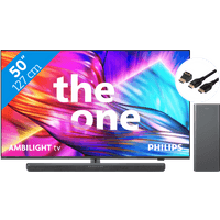 Koop Philips The One 50PUS8909 - Ambilight (2024) + Soundbar + Hdmi kabel - 6151115786700