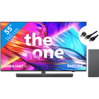 Koop Philips The One 55PUS8909 - Ambilight (2024) + Soundbar + Hdmi kabel - 6151115786748